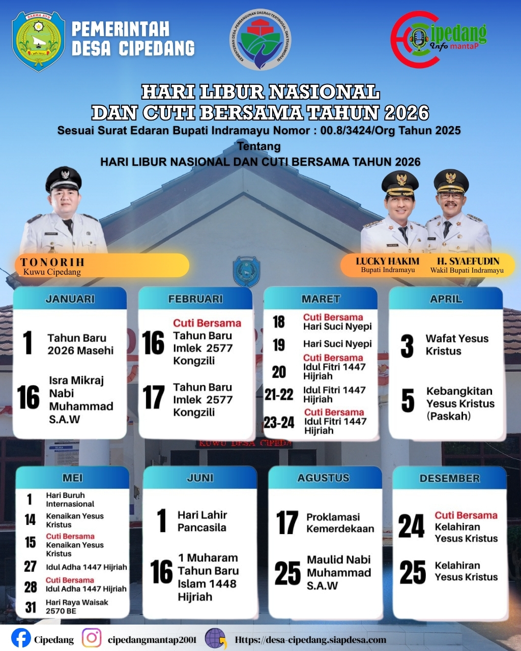 Pengumuman Hari Libur Nasional dan Cuti Bersama Tahun 2026