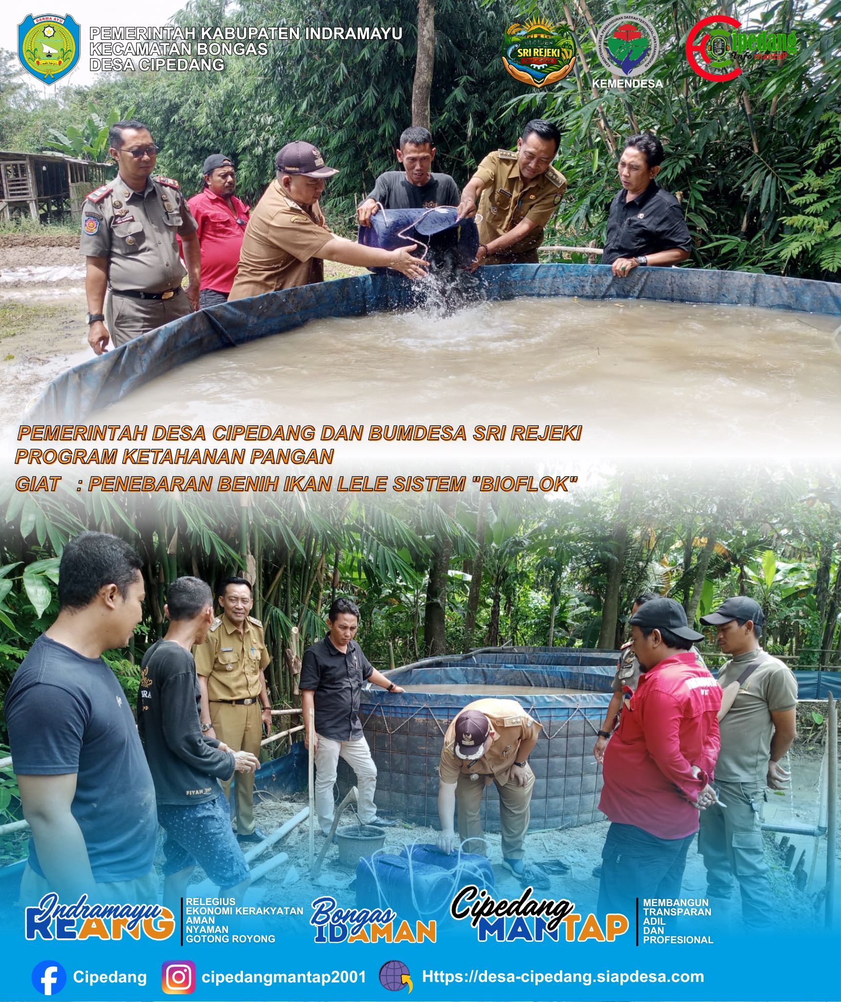 Penebaran Benih Ikan Lele Sistem Bioflok, Wujud Ketahanan Pangan Desa Cipedang